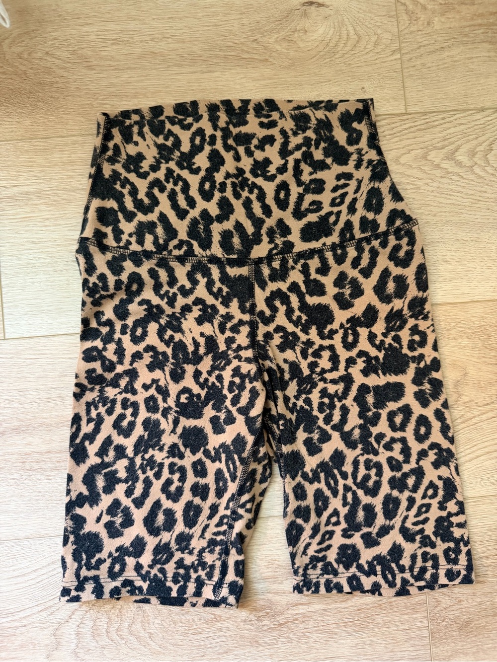 LNA Leopard Print Biker Shorts - Black and Tan